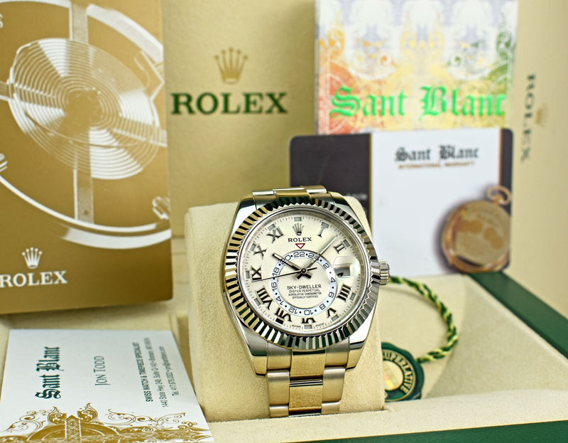 ROLEX  18kt White Gold Sky Dweller Ivory Roman Annual Calendar 326939