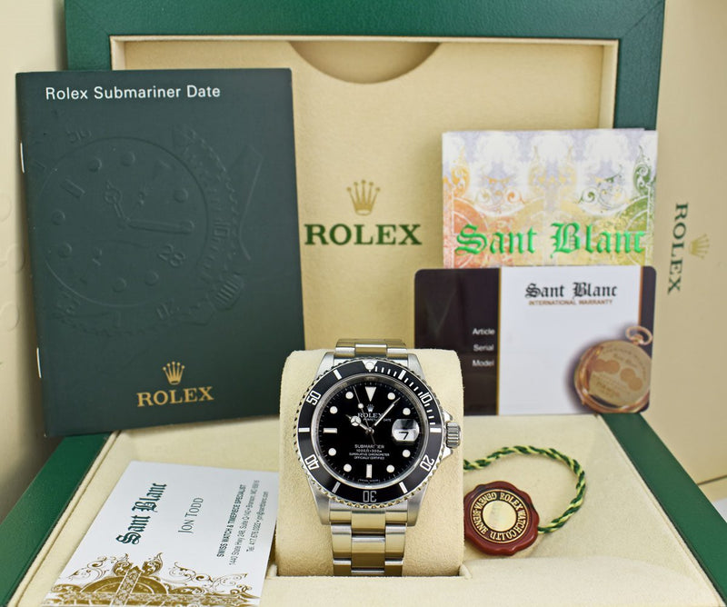 Rolex Submariner Men's Steel Watch with Green Dial & Bezel 16610