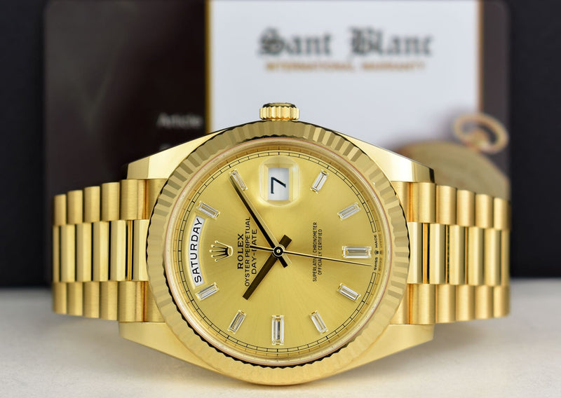 ROLEX 18kt Gold President Day Date 40 Champagne Diamond Dial Model 228238