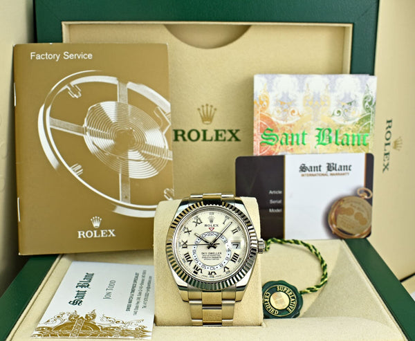 ROLEX  18kt White Gold Sky Dweller Ivory Roman Annual Calendar 326939