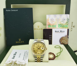 ROLEX Mens 36mm 18kt Gold & SS DateJust Champagne Roman Dial 16233