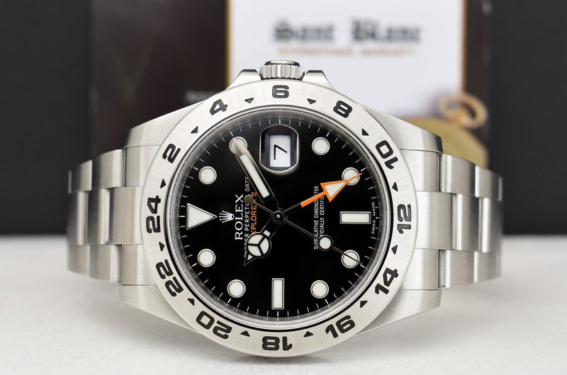 ROLEX - 42mm SS Explorer II Black Dial w/ BOX CARD TAGS 216570