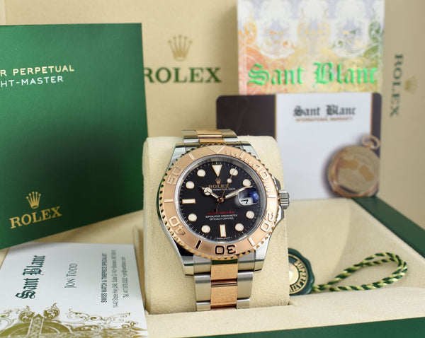 ROLEX 18kt Rose Gold & Stainless Steel YachtMaster Matte Black Model 116621