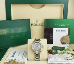 ROLEX Ladies White Gold & Stainless Steel Mother of Pearl Goldust Diamond Dial Model 179384