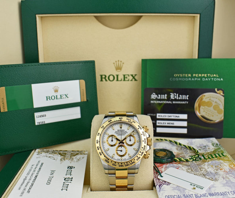 ROLEX 18kt Gold & Stainless Steel Daytona White Index Dial Model 116503