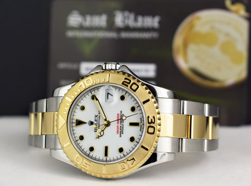 ROLEX 18kt Gold & Stainless Steel MidSize Yachtmaster White Index Dial Model 168623