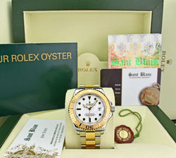 ROLEX 40mm 18kt Gold & Stainless Steel YachtMaster White Dial 16623