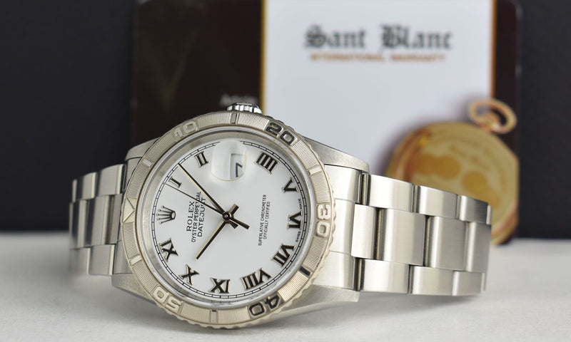Rolex 36mm White Gold & Stainless Steel Turn-O-Graph White Roman Dial Model 16264 SANT BLANC