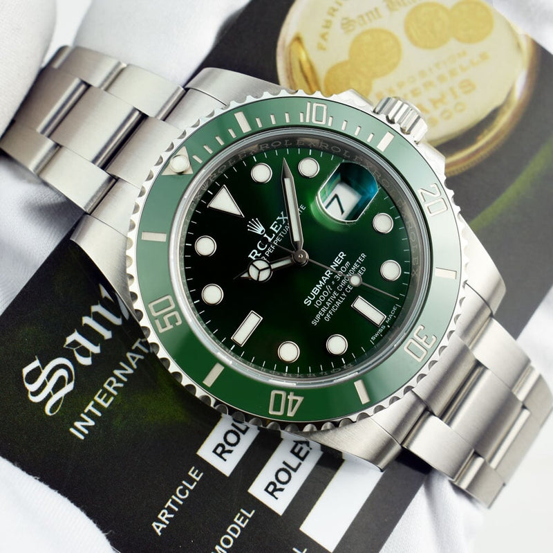 ROLEX Stainless Steel Submariner Green Ceramic Bezel "Hulk" Model 116610LV