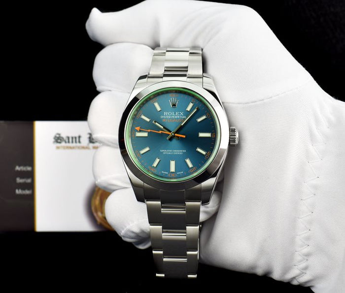 ROLEX 40mm Stainless Steel Milgauss Blue Z Dial 116400 GV* – Sant