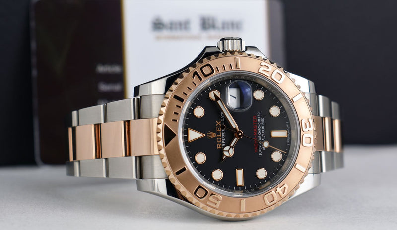 ROLEX 18kt Rose Gold & Stainless Steel YachtMaster Matte Black Model 116621