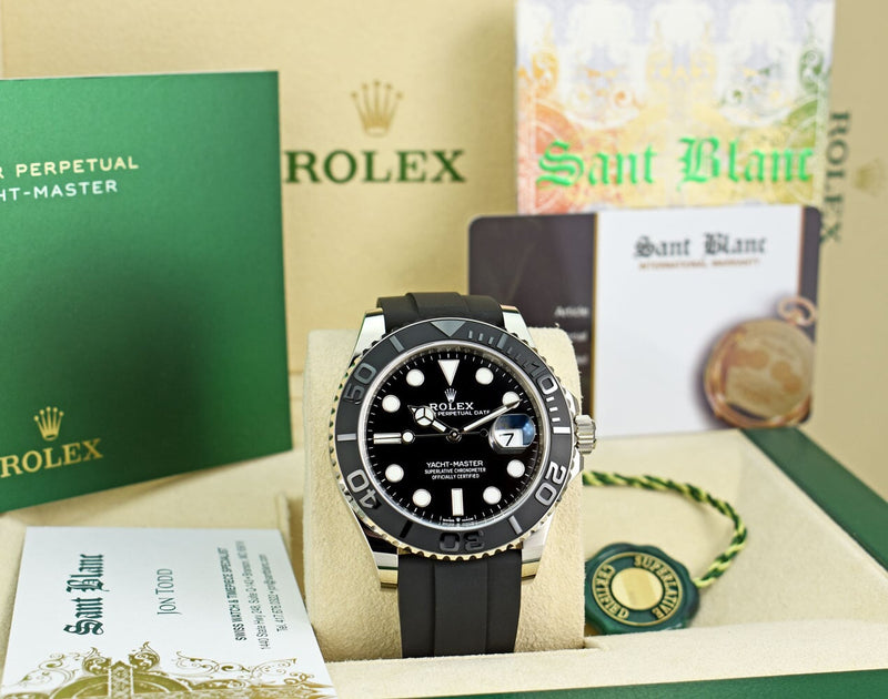 ROLEX 42mm 18kt White Gold Yachtmaster 42 Black Dial Model 226659