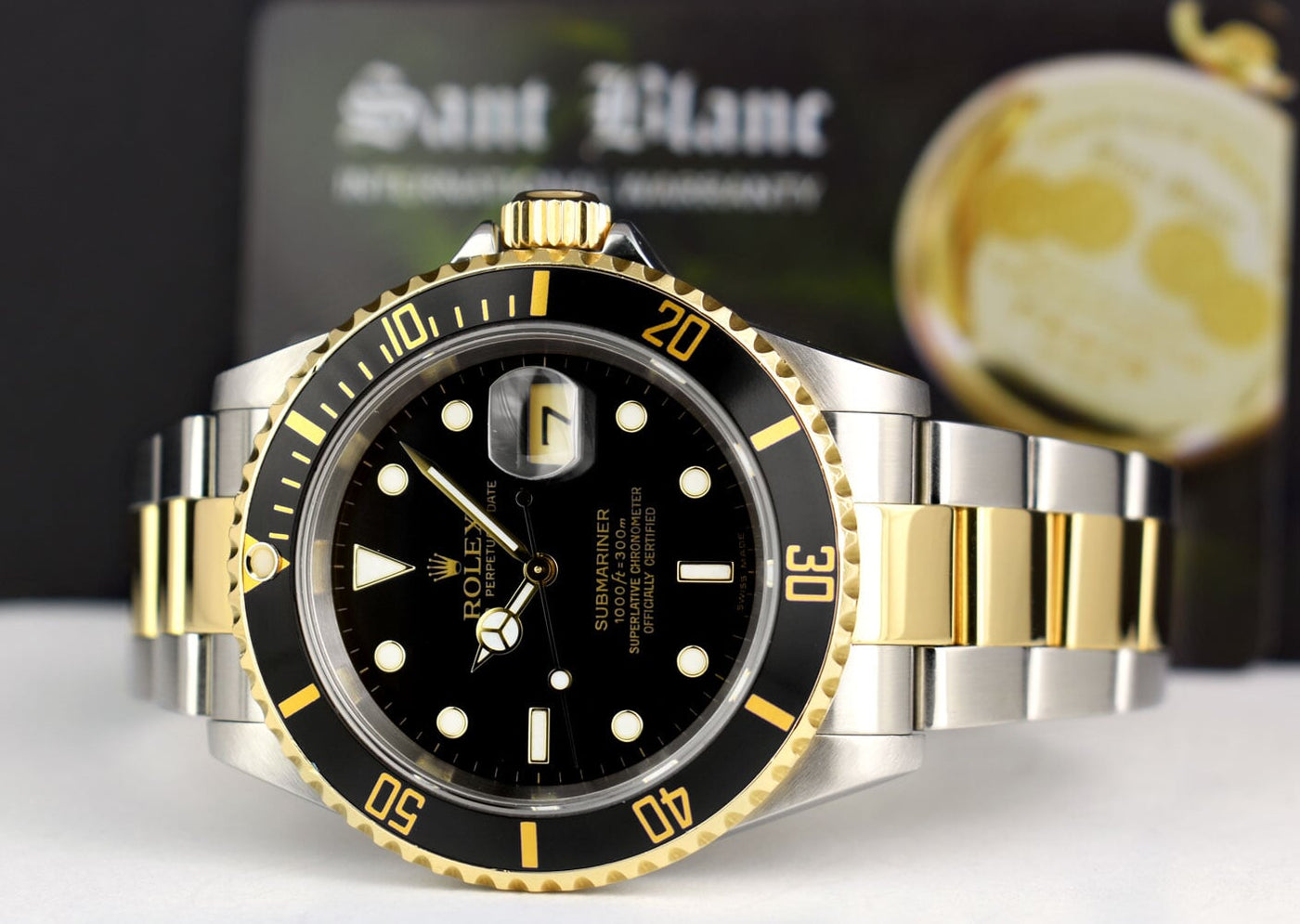 Rolex submariner 16613 black and gold deals