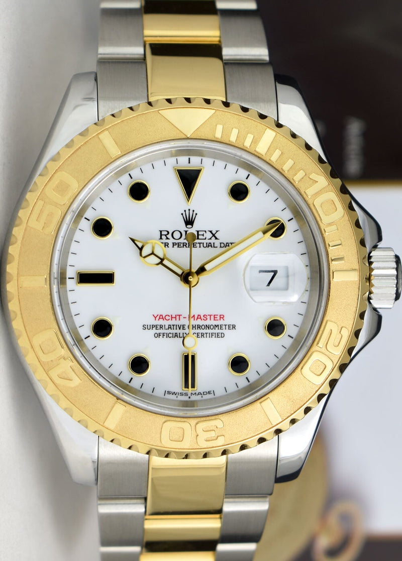 ROLEX 40mm 18kt Gold & Stainless Steel YachtMaster White Index Dial Model 16623
