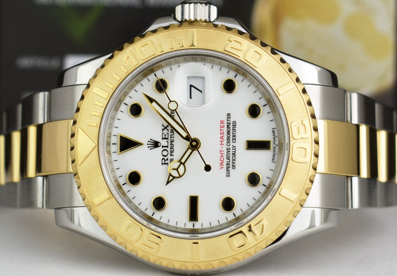 ROLEX Mens 18kt Gold & Stainless Yachtmaster White Index Model 16623