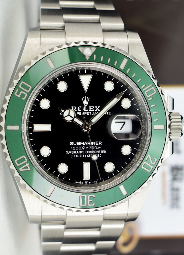 ROLEX 41mm Stainless Steel Submariner "KERMIT" Black Dial Green Bezel Model 126610LV