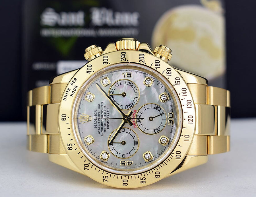 ディメンションオー ROLEX 18kt Gold Daytona Mother Of Pearl Diamond Dial Model