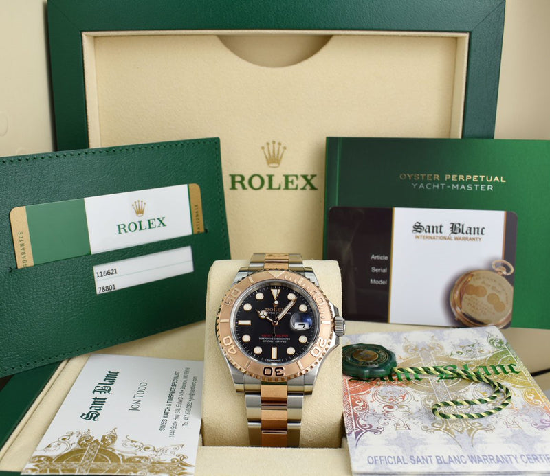 ROLEX 18kt Rose Gold & Stainless Steel YachtMaster Matte Black Model 116621