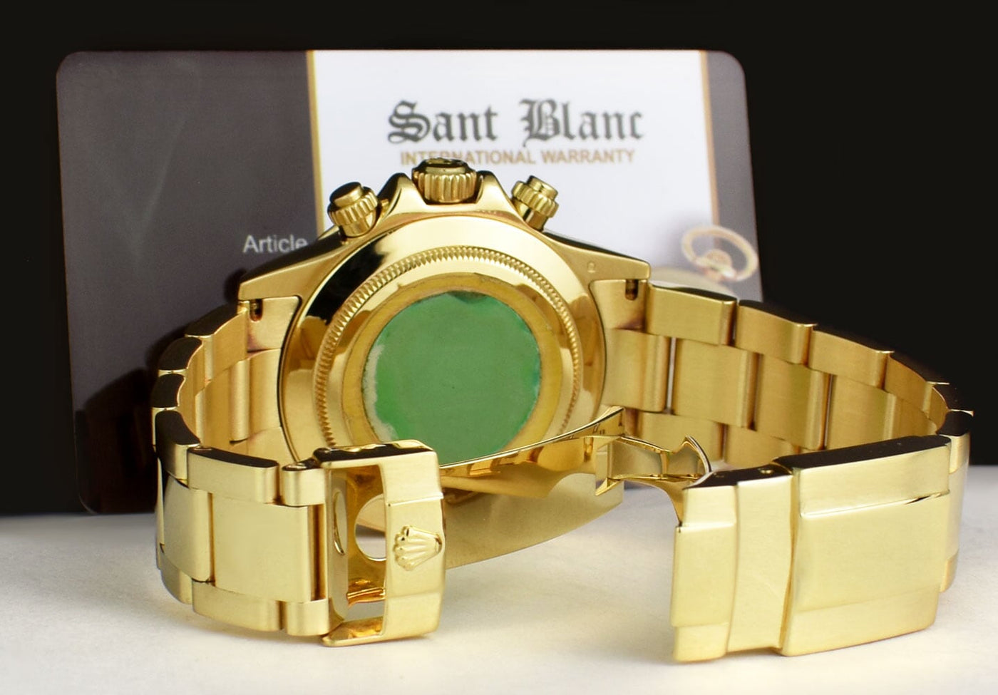 ROLEX Mens 18kt Gold Daytona Tahitian Mother Of Pearl Roman Model