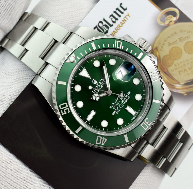 ROLEX Stainless Steel SUBMARINER HULK Green CERAMIC Bezel 116610 LV
