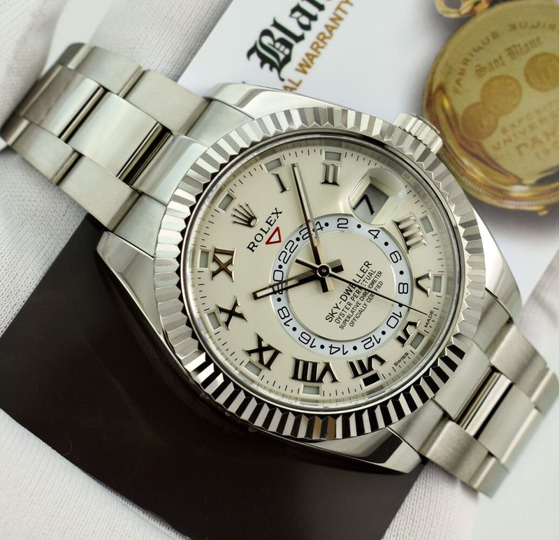 ROLEX  18kt White Gold Sky Dweller Ivory Roman Annual Calendar 326939