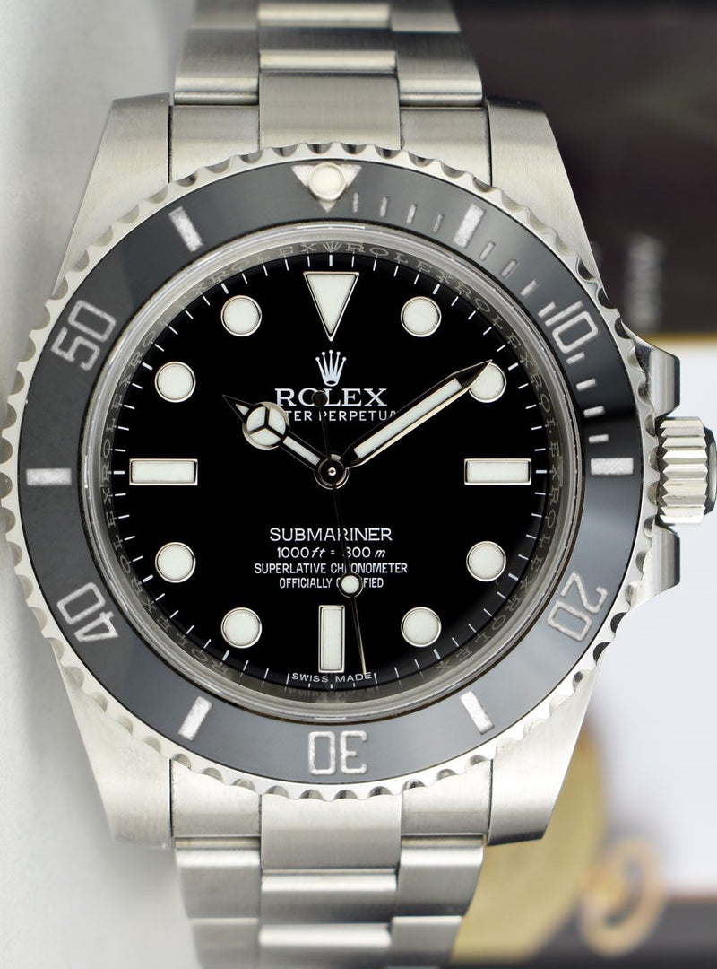 ROLEX 40mm Stainless Steel Submariner Black Dial Ceramic Bezel Model 114060