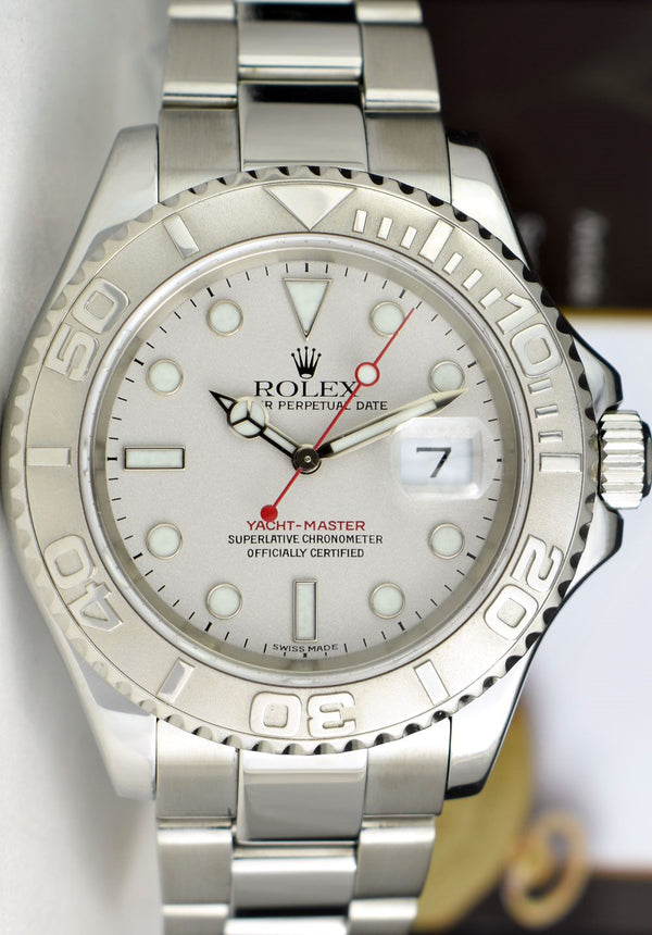 ROLEX 40mm Platinum & Stainless Steel YachtMaster Platinum Dial Model 16622