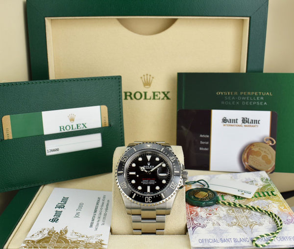 ROLEX 43mm Stainless Steel Red Sea Dweller Rare MK1 Dial Box & Card Model 126600