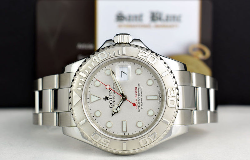 ROLEX  Mens 40mm Platinum & Stainless Steel YachtMaster Model 16622