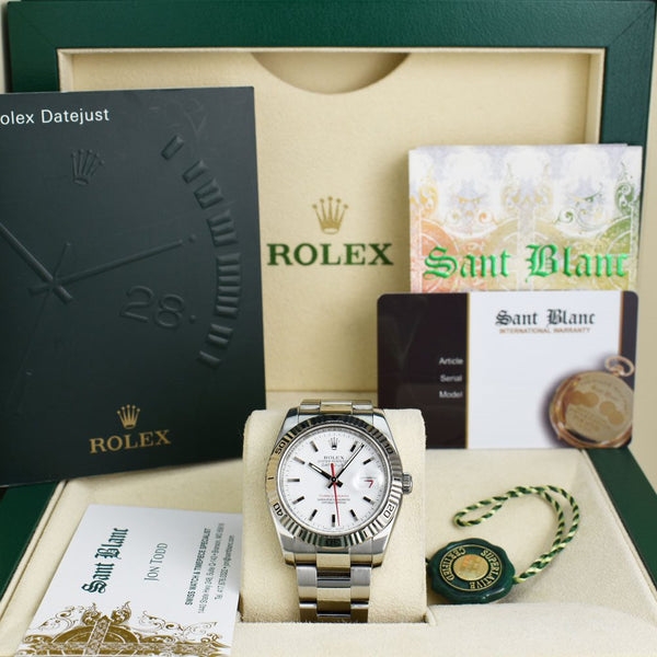 Rolex 36mm 18kt White Gold & Stainless Steel Turn-O-Graph White Dial M –  Sant Blanc