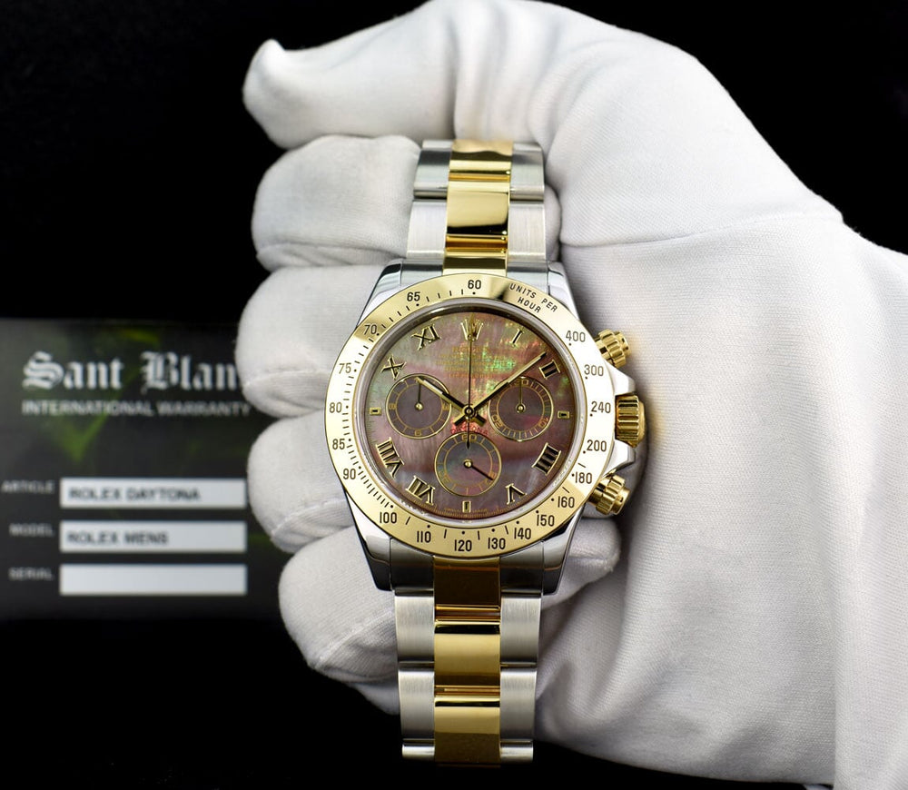 ROLEX 18kt Gold & Stainless Steel Daytona Tahitian MOP Roman Dial
