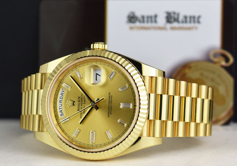 ROLEX 18kt Gold President Day Date 40 Champagne Diamond Dial Model 228238